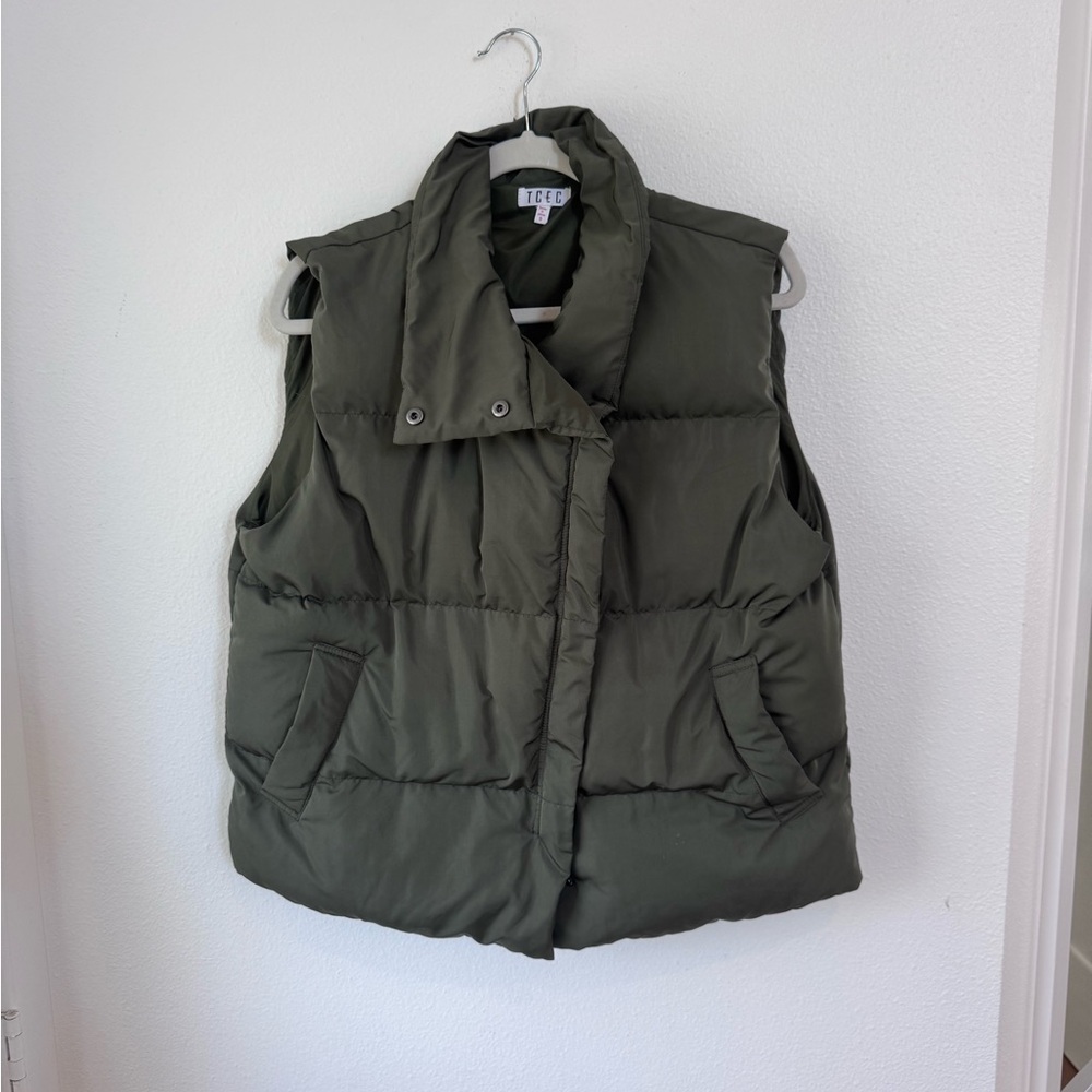 Green Puffer Vest - Sleeveless Quilted Jacket